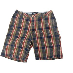 Vintage The New Ivy Plaid Shorts Mens 36 Green Red Madras Cotton Chino Y2K 90s
